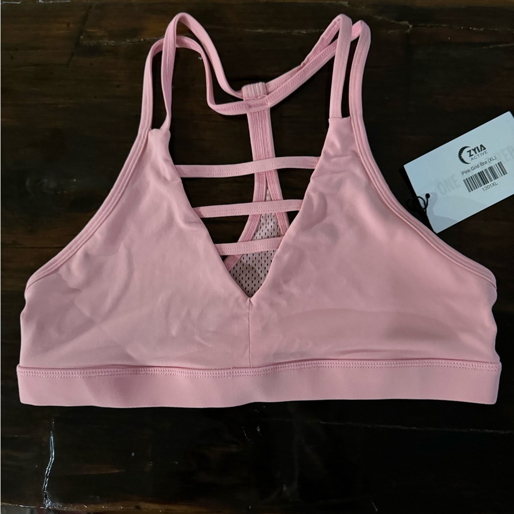 Zyia pink grid bra